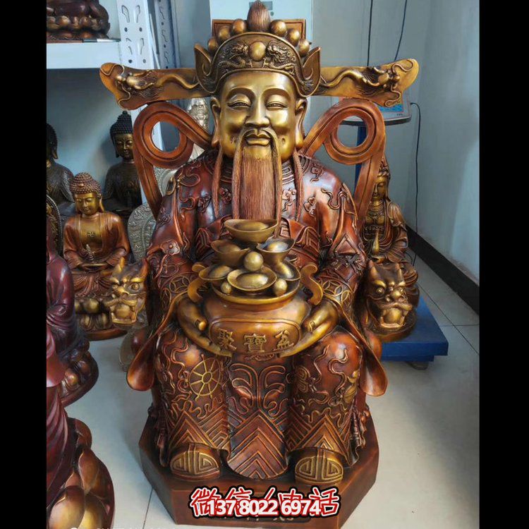 家用純銅鍛造財神爺?shù)袼堋斣礉L滾，祝福財運永久