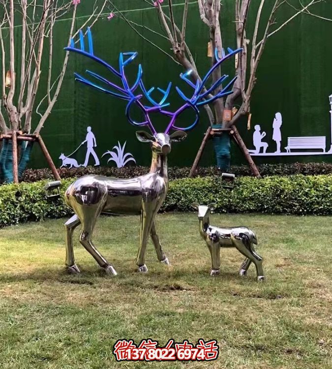 現(xiàn)代簡(jiǎn)約不銹鋼梅花鹿擺件，點(diǎn)綴您的庭院園林景觀