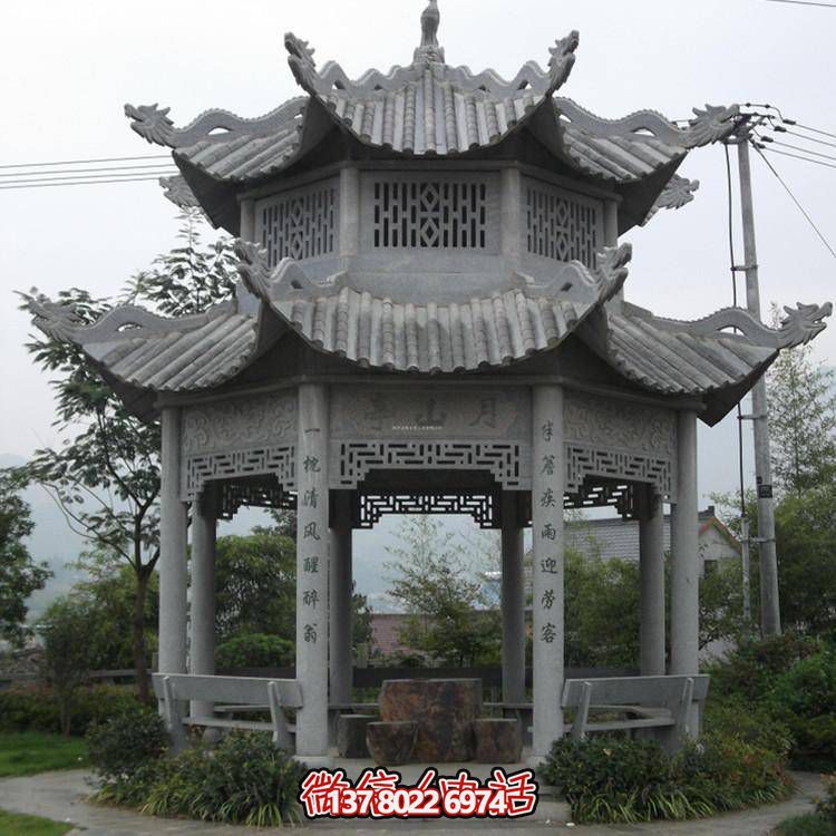 仿古青石涼亭，美觀大方，雕塑精美