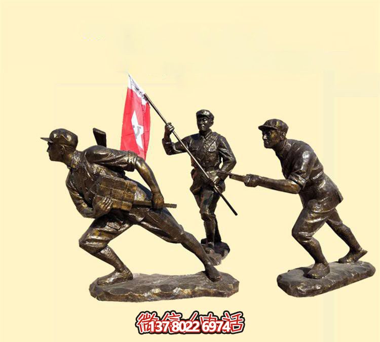 玻璃鋼八路軍雕塑，創意奔跑廣場裝飾